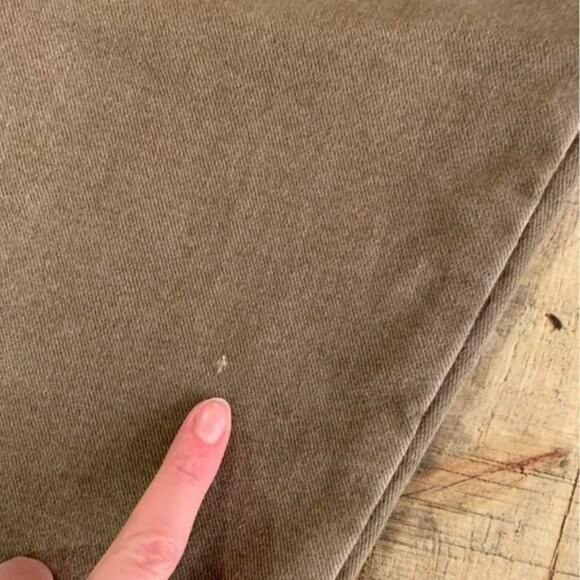 L. L. Bean mens khaki green straight leg denim jeans with plaid lining - Picture 3 of 10